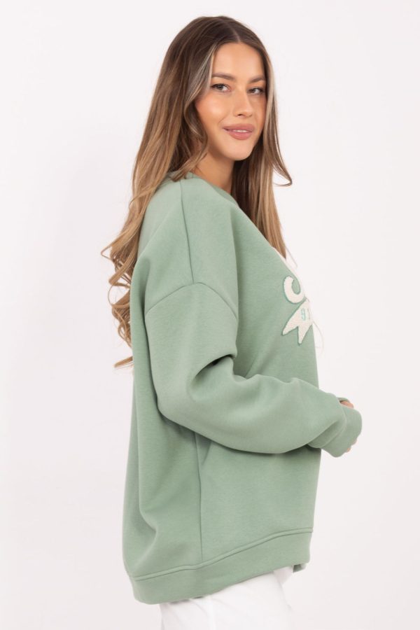 Green Sweatshirt in Sweatshirts For Women with Cotton and Spandex