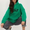 Green Sweatshirt in Sweatshirts For Women with Cotton and Spandex