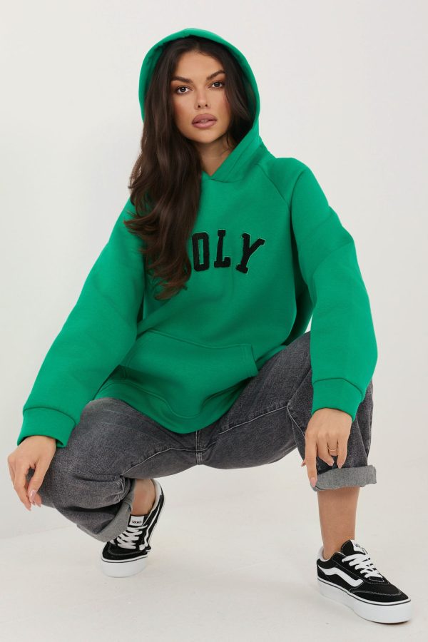 Green Sweatshirt in Sweatshirts For Women with Cotton and Spandex