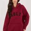 Red Sweatshirt in Sweatshirts For Women with Cotton and Spandex