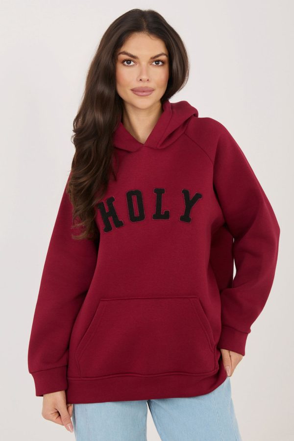 Red Sweatshirt in Sweatshirts For Women with Cotton and Spandex