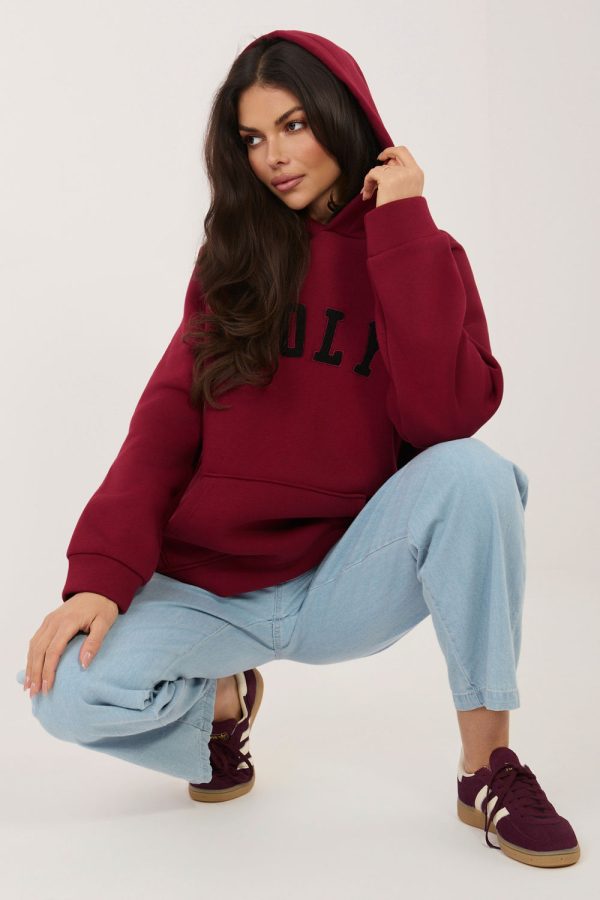 Red Sweatshirt in Sweatshirts For Women with Cotton and Spandex