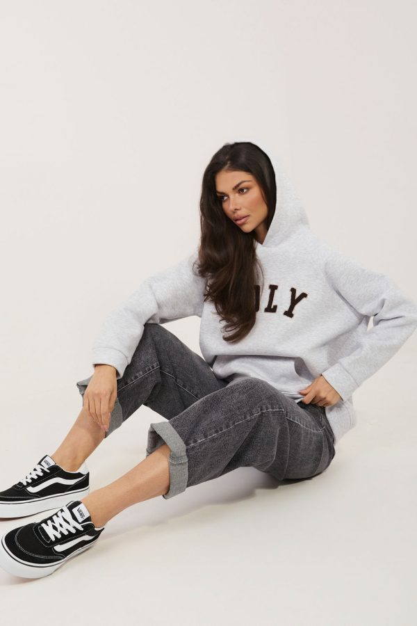 Grey Sweatshirt in Sweatshirts For Women with Cotton and Spandex