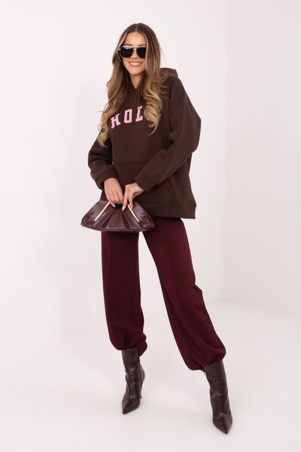 Brown Sweatshirt in Sweatshirts For Women with Cotton and Spandex