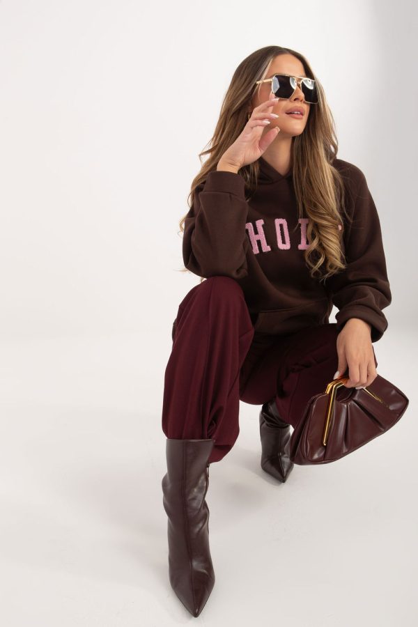 Brown Sweatshirt in Sweatshirts For Women with Cotton and Spandex