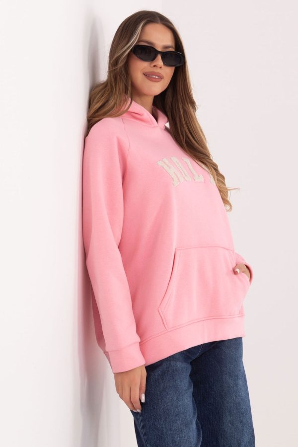 Pink Sweatshirt in Sweatshirts For Women with Cotton and Spandex