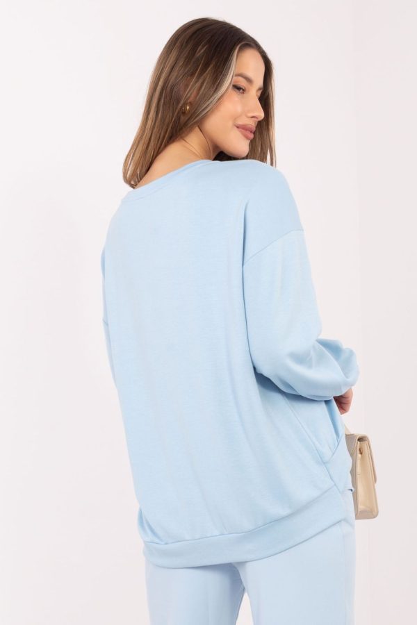 Blue Sweatshirt in Sweatshirts For Women with Spandex and Viscose