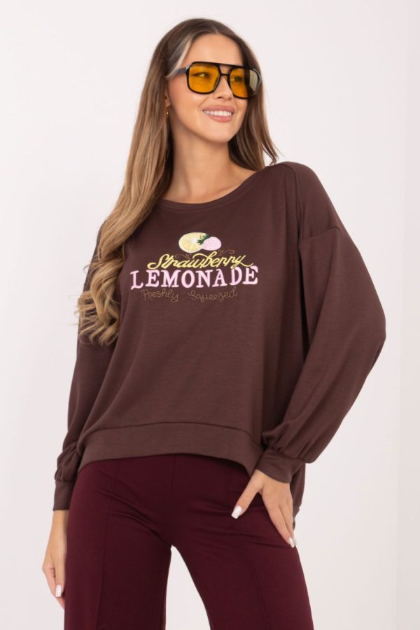 Brown Sweatshirt in Sweatshirts For Women with Spandex and Viscose