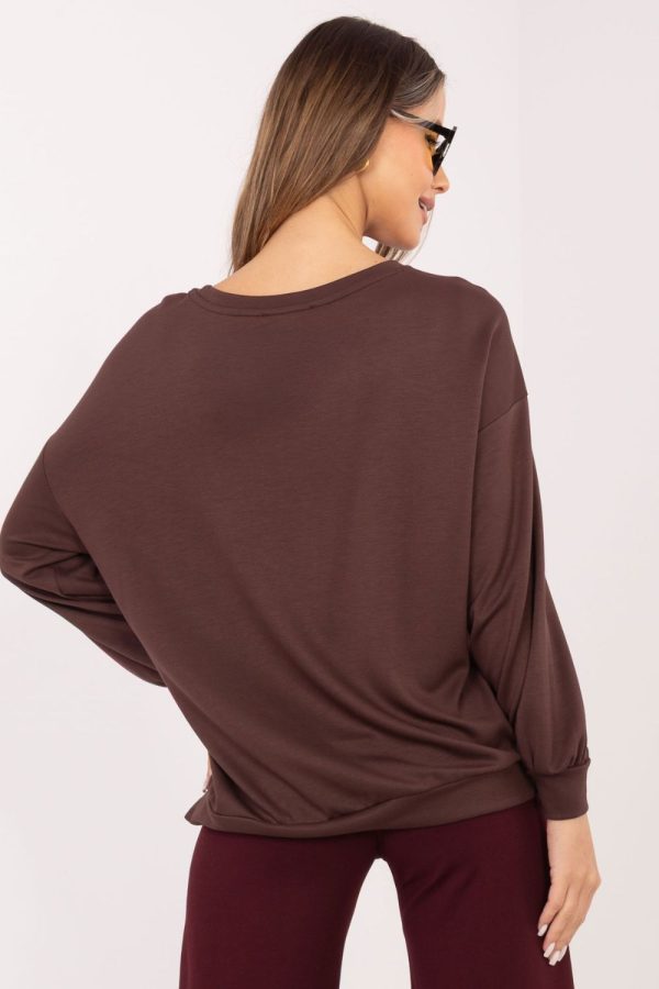 Brown Sweatshirt in Sweatshirts For Women with Spandex and Viscose