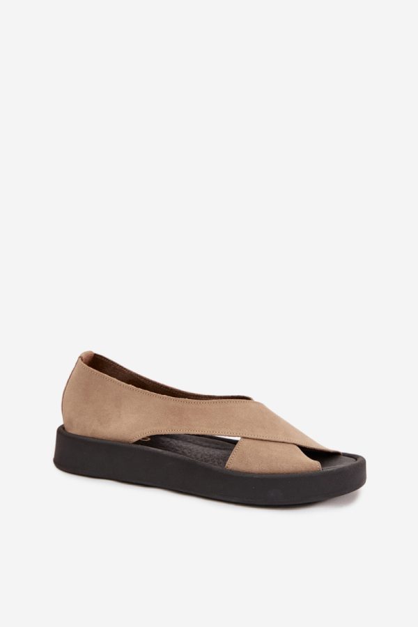 Beige Sandals.Fabric, Footbed and Platform Height