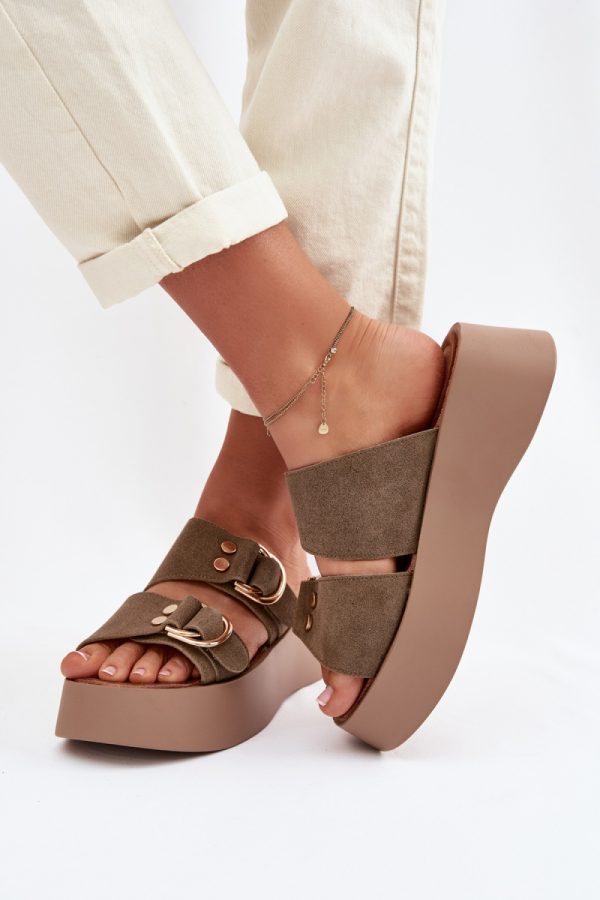 green Platform sandals model 226360 Step in style