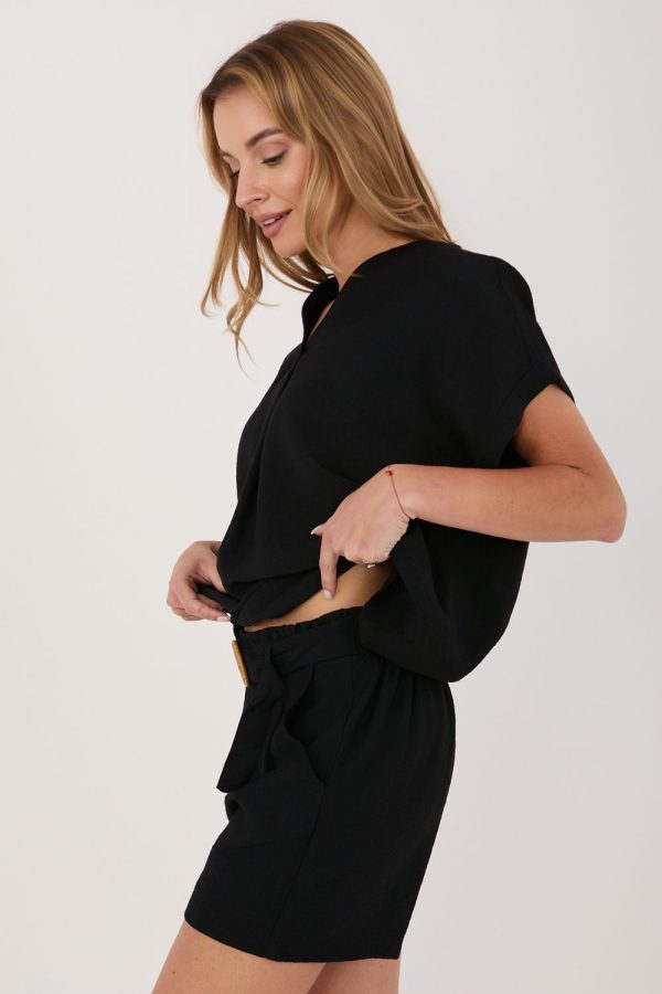 Black Shorts in Shorts For Women, Crop Pants with Polyamide and Viscose
