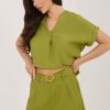 Green Shorts in Shorts For Women, Crop Pants with Polyamide and Viscose