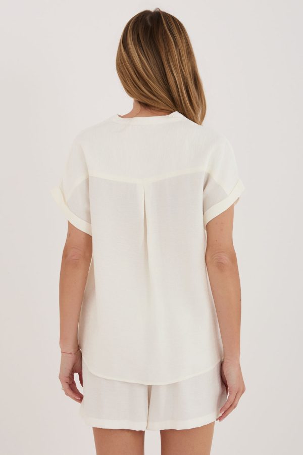 White Blouse in Women`s Blouses, Tunics with Polyamide and Viscose