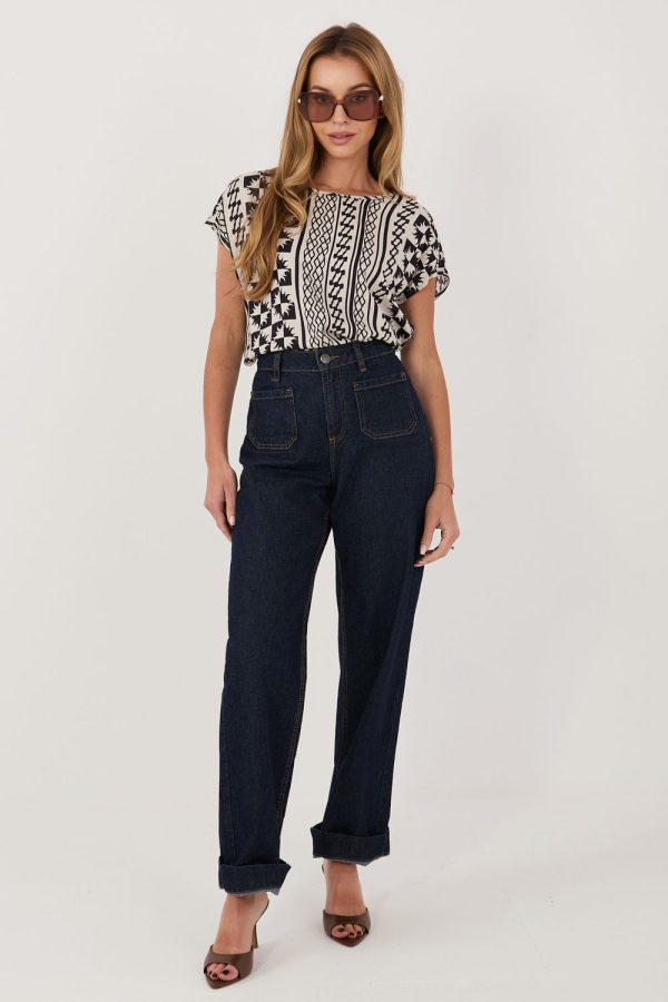 Navy Blue Blouse in Women`s Blouses, Tunics with Viscose