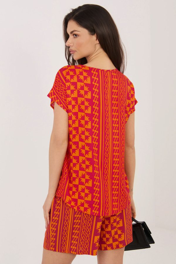 Orange Blouse in Women`s Blouses, Tunics with Viscose
