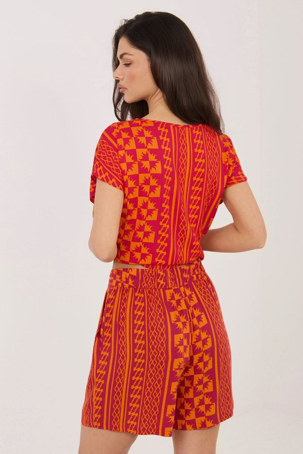 Orange Shorts in Shorts For Women, Crop Pants with Viscose