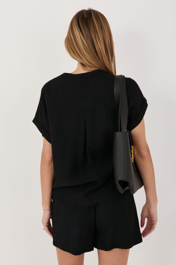 Black Blouse in Women`s Blouses, Tunics with Polyamide and Viscose