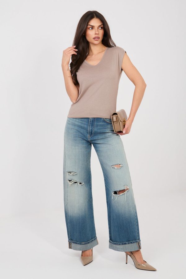 Beige T-shirt in Women`s Tops, T-shirts, Singlets with Cotton and Modal