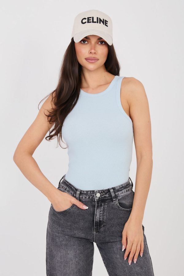 Blue Top in Undershirts / Tops with Cotton and Spandex