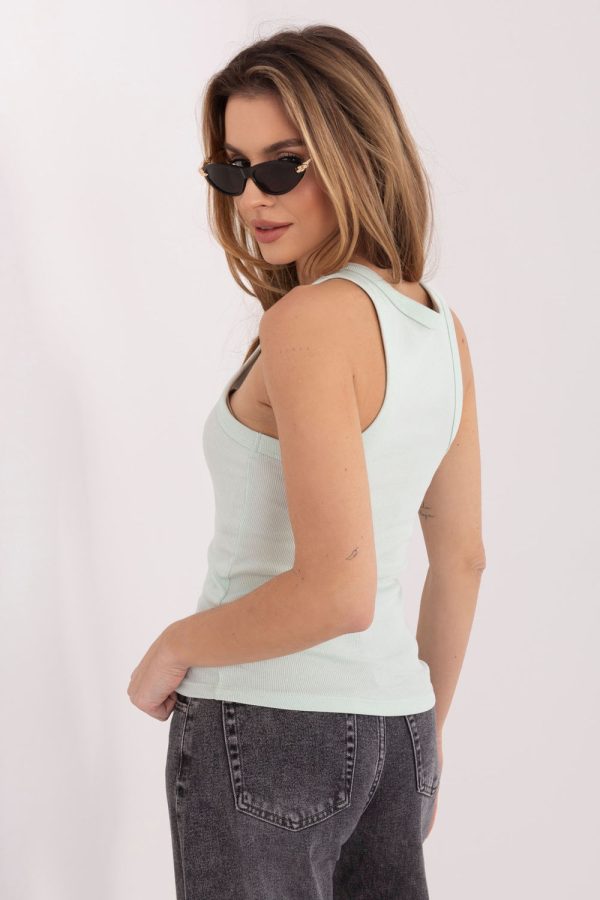 Green Top in Undershirts / Tops with Cotton and Spandex