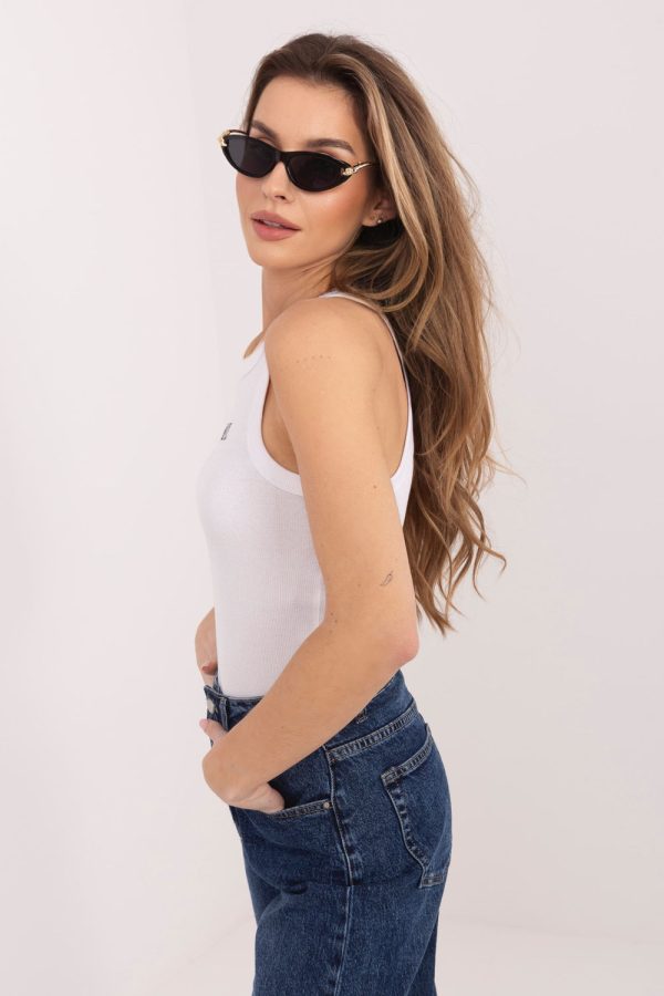 White Top in Undershirts / Tops with Cotton and Spandex
