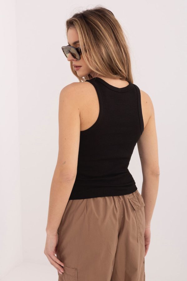 Black Top in Undershirts / Tops with Cotton and Spandex
