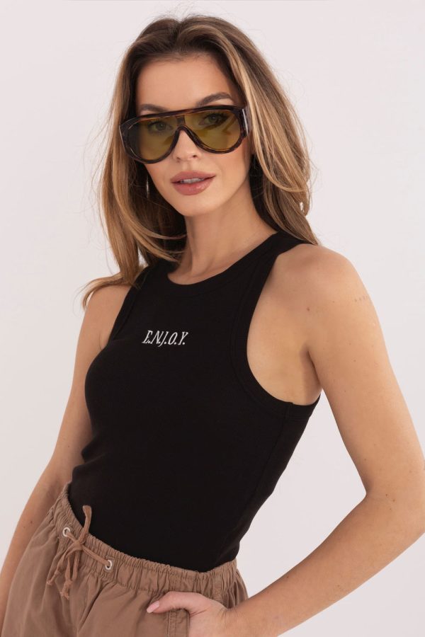 Black Top in Undershirts / Tops with Cotton and Spandex