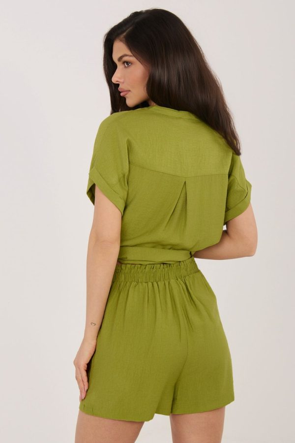 Green Shorts in Shorts For Women, Crop Pants with Polyamide and Viscose