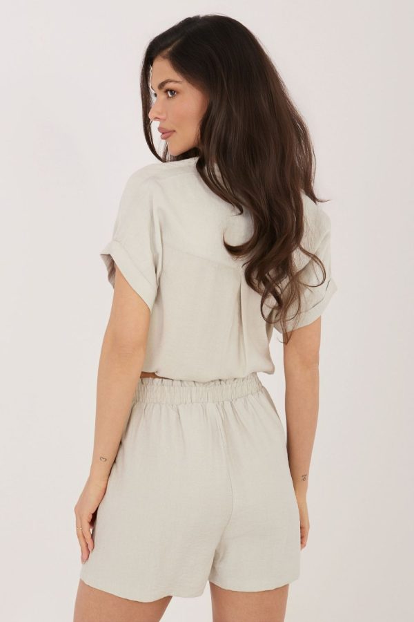 Beige Shorts in Shorts For Women, Crop Pants with Polyamide and Viscose