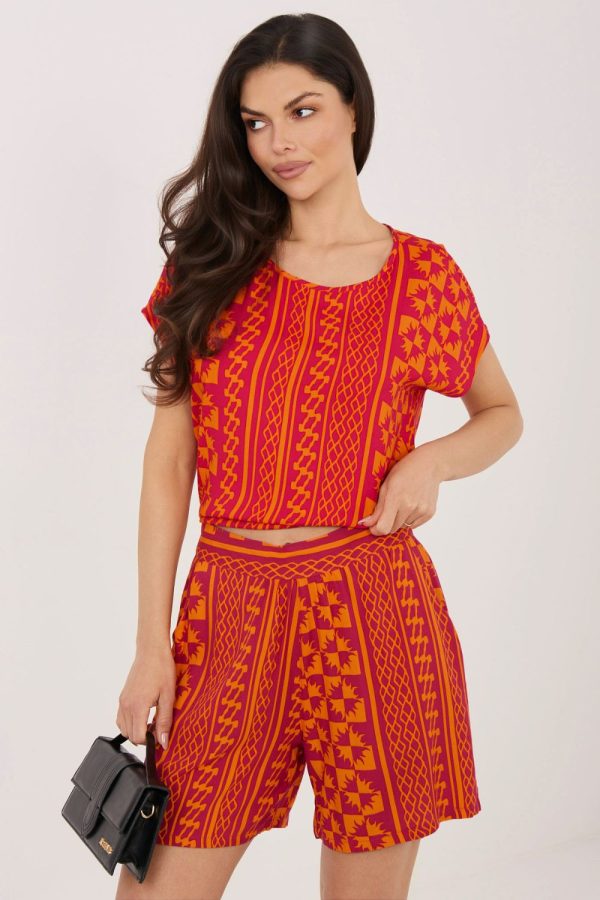 Orange Shorts in Shorts For Women, Crop Pants with Viscose