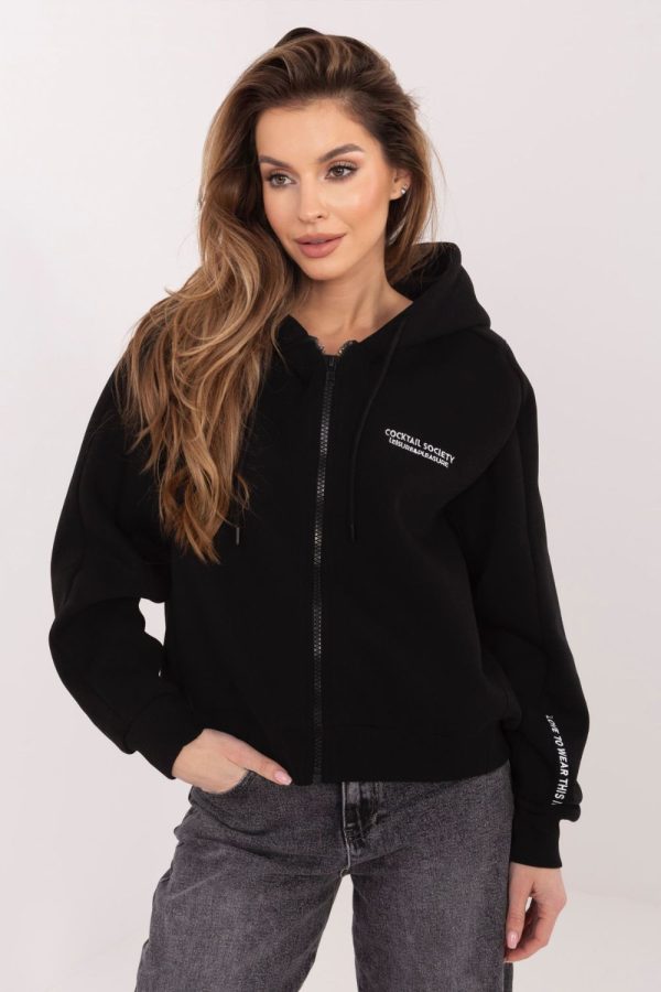 Black Sweatshirt in Sweatshirts For Women with Cotton and Polyester