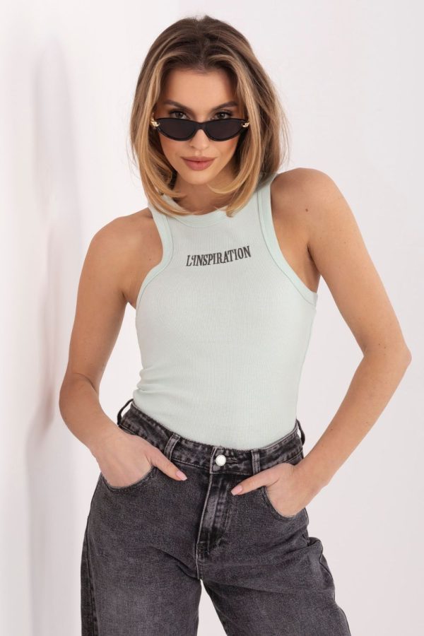 Green Top in Undershirts / Tops with Cotton and Spandex