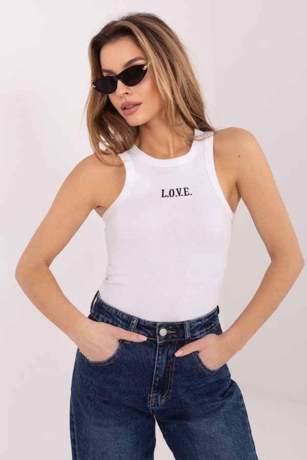 White Top in Undershirts / Tops with Cotton and Spandex