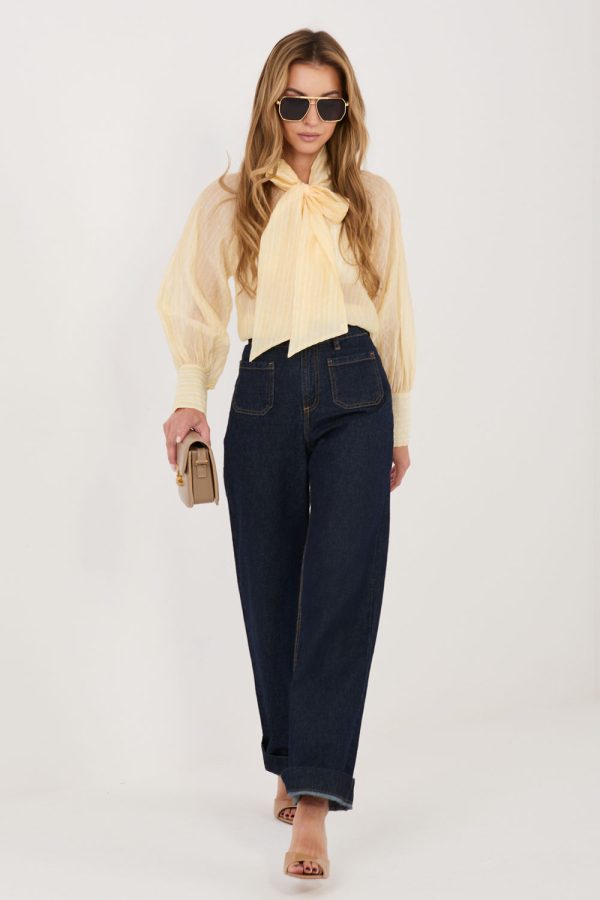 Yellow Long Sleeve Shirt in Shirts For Women with Lyocel and Polyester