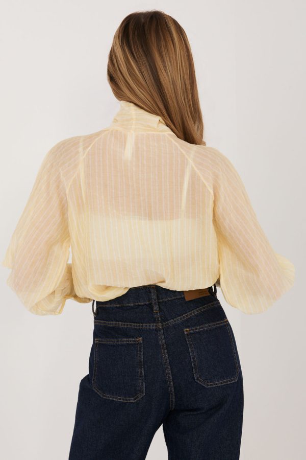 Yellow Long Sleeve Shirt in Shirts For Women with Lyocel and Polyester