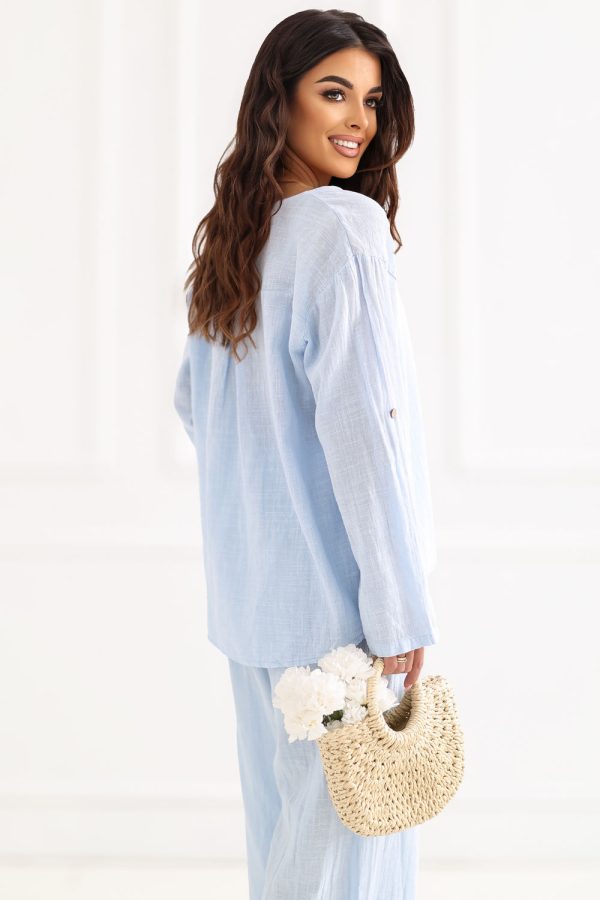 Blue Blouse in Women`s Blouses, Tunics with Cotton