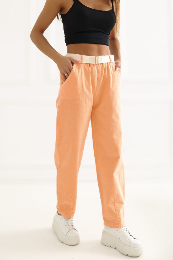 Orange Corduroy Trousers in Pants, Trousers, Shorts with Cotton and Spandex