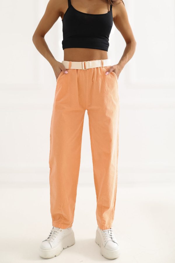 Orange Corduroy Trousers in Pants, Trousers, Shorts with Cotton and Spandex