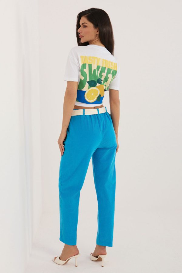 Blue Corduroy Trousers in Pants, Trousers, Shorts with Cotton and Spandex