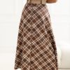 Brown Long Skirt in Skirts with Spandex and Polyester