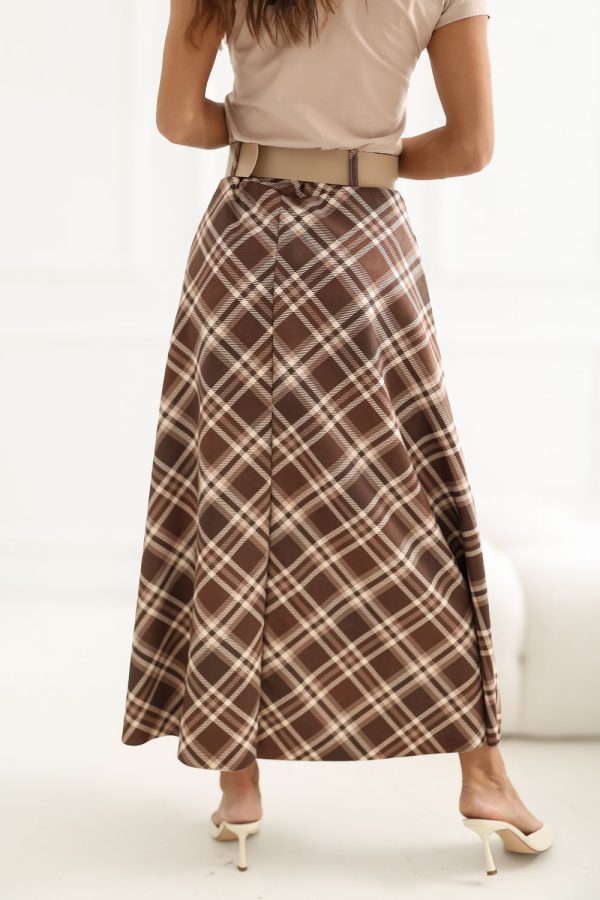 Brown Long Skirt in Skirts with Spandex and Polyester