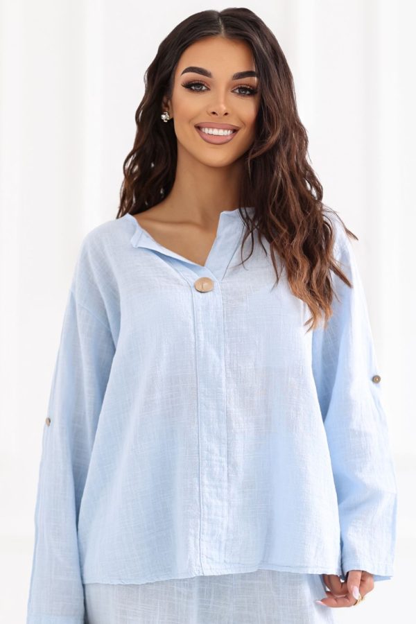 Blue Blouse in Women`s Blouses, Tunics with Cotton