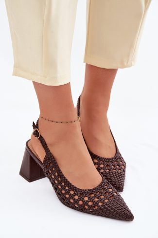 1120846.jpg Brown Heel Sandals in Sandals & Flip-Flops For Women with Fabric, Footbed and Heel Height