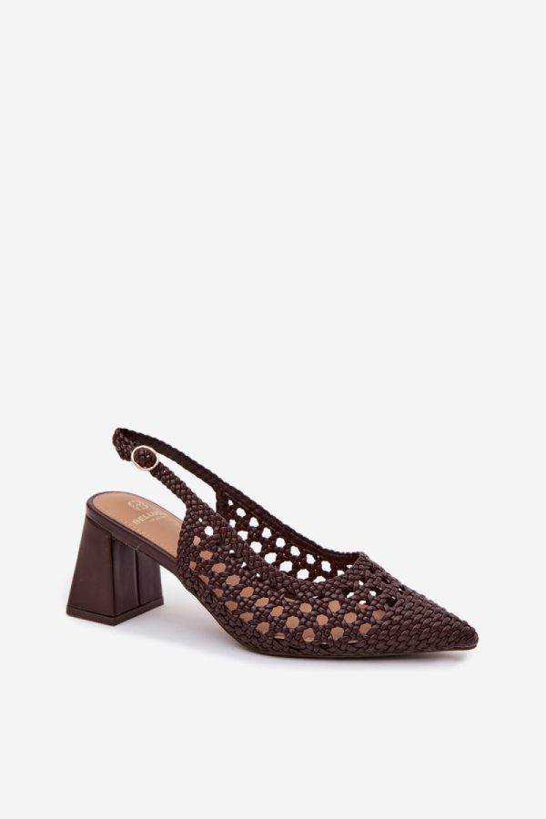 Brown Heel Sandals in Sandals & Flip-Flops For Women with Fabric, Footbed and Heel Height