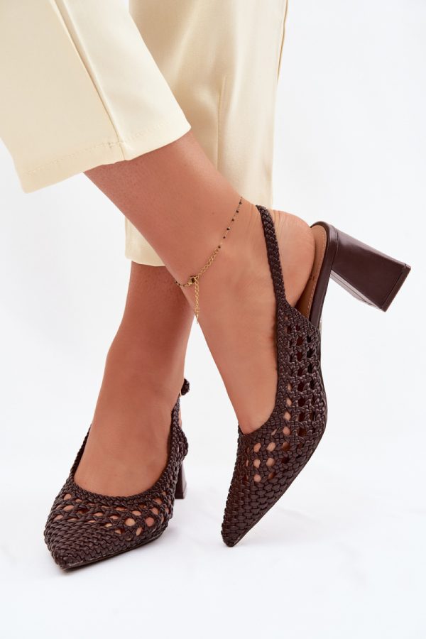 Brown Heel Sandals in Sandals & Flip-Flops For Women with Fabric, Footbed and Heel Height