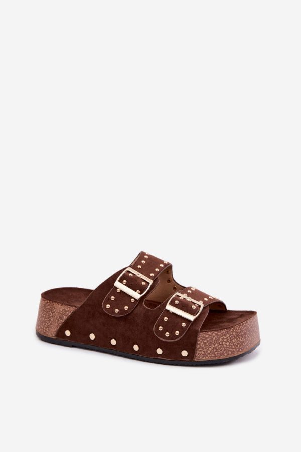 Brown Platform Sandals in Sandals & Flip-Flops For Women with Fabric, Footbed and Platform Height