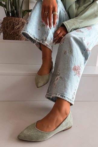 Green Ballet Flats in Ballet Flats, Ballet Pumps For Women with Fabric, Footbed and Upper Height
