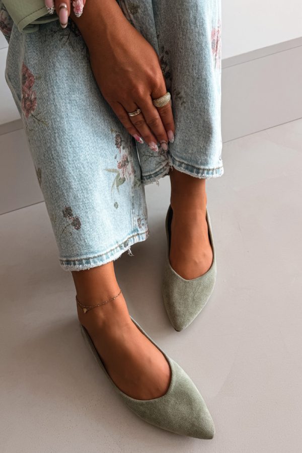 Green Ballet Flats in Ballet Flats, Ballet Pumps For Women with Fabric, Footbed and Upper Height