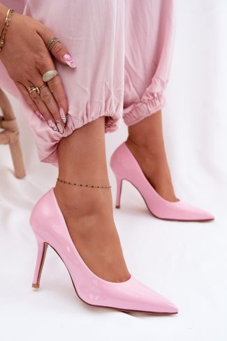 Pink High Heels in High Heels with Fabric, Footbed and Heel Height